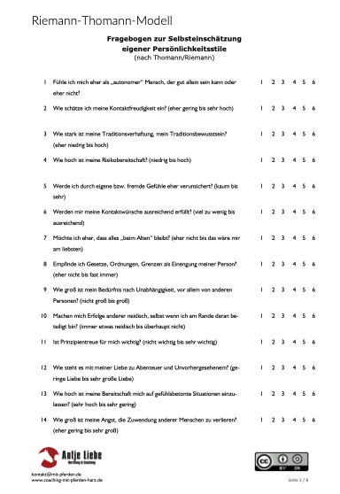 Test Riemann Thomann Modell | Coaching mit Pferden Harz - Antje Liebe